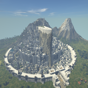 MinecraftMiddleEarth on X: Originally planned with PINK (yes you heard  that right!) wool, our Minas Tirith now stands tall over the land of  Gondor. Thankfully it's appearance is now so similar to